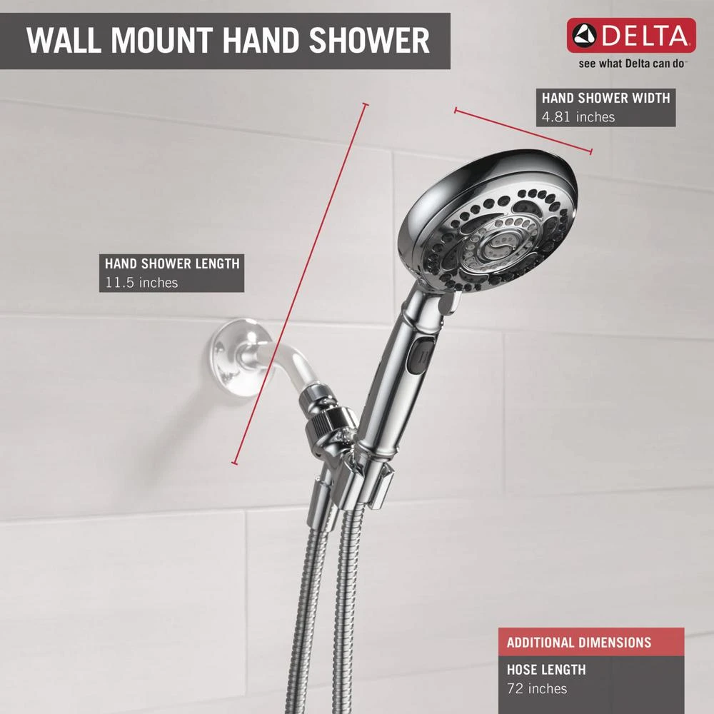 7-Spray 4.8 In. Single Wall Mount Handheld Shower Head In Chrome 5 7-Spray 4.8 In. Single Wall Mount Handheld Shower Head In Chrome - Image 3