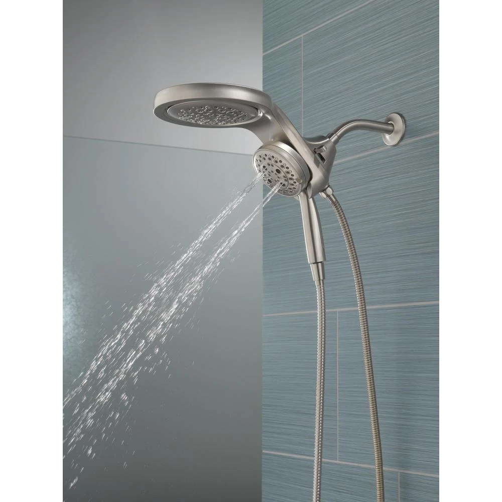 HydroRain Two-in-One 5-Spray 6 In. Dual Wall Mount Fixed And Handheld H2Okinetic Shower Head In Stainless 13 HydroRain Two-in-One 5-Spray 6 In. Dual Wall Mount Fixed And Handheld H2Okinetic Shower Head In Stainless - Image 11