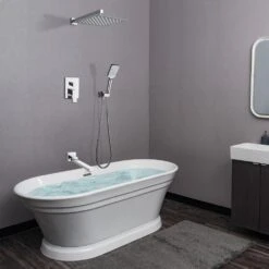 3-Spray With 2.5 GPM 10 In. 3 Functions Tub Wall Mount Dual Shower Heads In Spot In Polished Chrome (Valve Included) 14 3-Spray With 2.5 GPM 10 In. 3 Functions Tub Wall Mount Dual Shower Heads In Spot In Polished Chrome (Valve Included) -Alliee Bath And Faucet Shop 79b74b73e0876ea276b39d089f3b5c2b 1800x1800