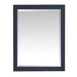 24.00 In. W X 32.00 In. H Framed Rectangular Beveled Edge Bathroom Vanity Mirror In Navy Blue