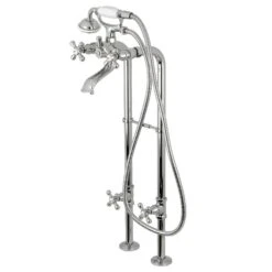 Traditional 3-Handle Claw Foot Freestanding Tub Faucet With Handshower Combo Set In Chrome