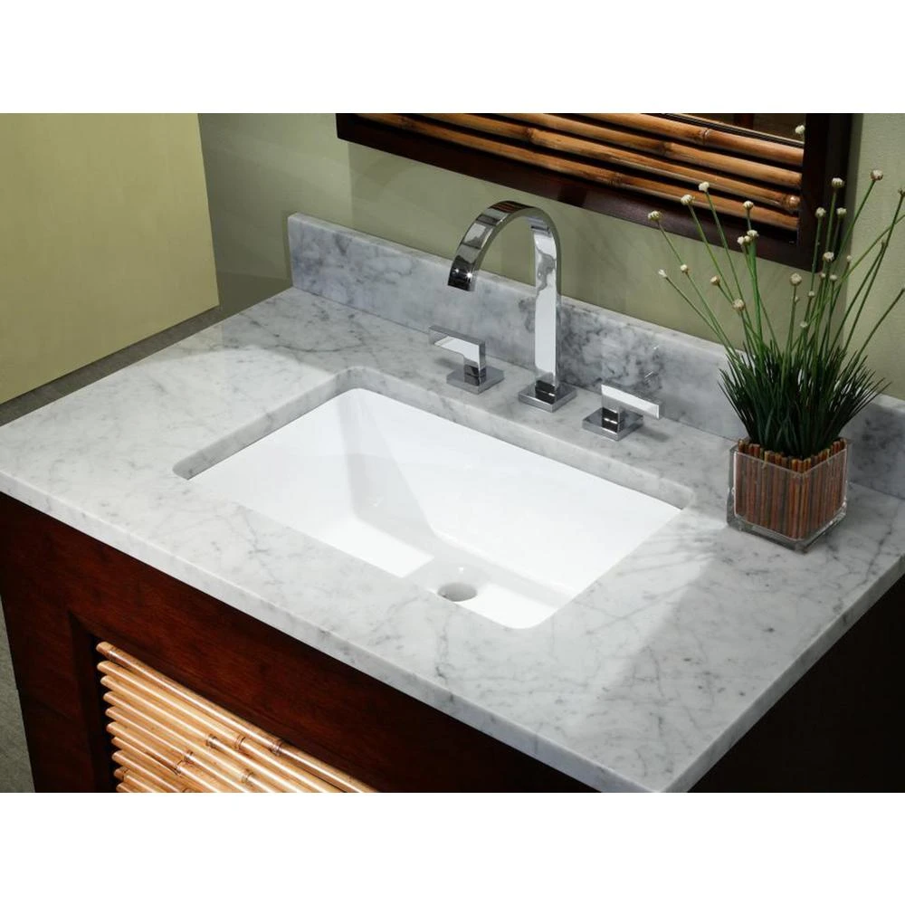 24 In. X 15-1/2 In. Rectrangle Undermount Vitreous Glazed Ceramic Lavatory Vanity Bathroom Sink Pure White 4 24 In. X 15-1/2 In. Rectrangle Undermount Vitreous Glazed Ceramic Lavatory Vanity Bathroom Sink Pure White - Image 2