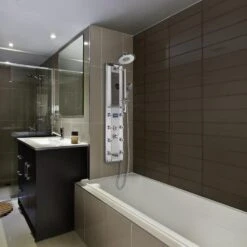 AKDY 51-in Chrome Silver 8-Spray Shower Panel System (Valve Included)