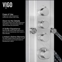 VIGO Mateo Stainless Steel 6-Spray Shower Panel System (Valve Included) -Alliee Bath And Faucet Shop 816686013247 07782948 1800x1800