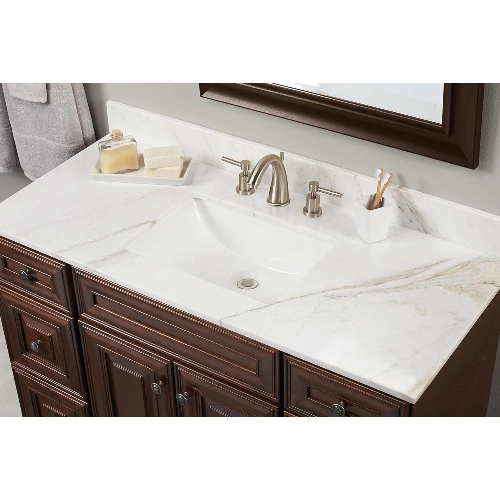 49 In. W Marble Vanity Top In Arabescato Venato 6 49 In. W Marble Vanity Top In Arabescato Venato - Image 4