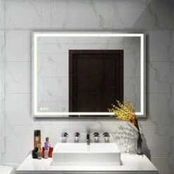 48 In. X 36 In. LED Lighted Single Frameless Bathroom Mirror