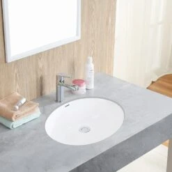 Boyel Living 17 In. X 14 In. Oval Undercounter Bathroom Ceramic Vanity Sink 1601W In White -Alliee Bath And Faucet Shop 83e2e5c12f239667aec33bdb2de38eca 1800x1800