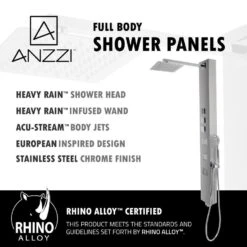 ANZZI Lann Series Polished Chrome 3-Spray Shower Panel System (Valve Included) -Alliee Bath And Faucet Shop 848308073100 10182556 1800x1800
