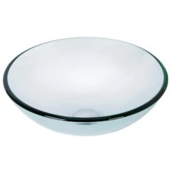 VIGO Clear Crystalline Handmade Countertop Glass Round Vessel Bathroom Sink In Iridescent