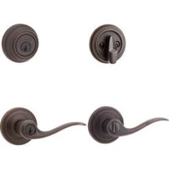 Kwikset Tustin Venetian Bronze Smartkey Single-Cylinder Deadbolt Universal Keyed Entry Door Handle Combo Pack (1 Handle And 1 Deadbolt)