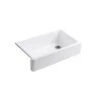 KOHLER Whitehaven 35.68-in X 21.56-in White Single Bowl Tall (8-in Or Larger) Undermount Apron Front/Farmhouse Residential Kitchen Sink -Alliee Bath And Faucet Shop 885612051806 1800x1800