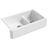 KOHLER Whitehaven 35.5-in X 21.56-in White Double Offset Bowl Tall (8-in Or Larger) Drop-In Apron Front/Farmhouse Residential Kitchen Sink -Alliee Bath And Faucet Shop 885612206060 1800x1800