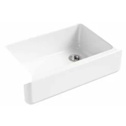 KOHLER Whitehaven 32.68-in X 21.56-in White Single Bowl Tall (8-in Or Larger) Drop-In Apron Front/Farmhouse Residential Kitchen Sink