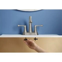 KOHLER Lilyfield Brushed Nickel 2-Handle 4-in Centerset WaterSense Bathroom Sink Faucet With Drain -Alliee Bath And Faucet Shop 885612574589 08289406 1800x1800