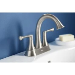 KOHLER Lilyfield Brushed Nickel 2-Handle 4-in Centerset WaterSense Bathroom Sink Faucet With Drain -Alliee Bath And Faucet Shop 885612574589 08393773 1800x1800