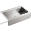 KOHLER Vault 35.75-in X 24.3125-in Single Bowl Tall (8-in Or Larger) Drop-In Apron Front/Farmhouse 2-Hole Commercial/Residential Kitchen Sink -Alliee Bath And Faucet Shop 885612697295 1800x1800
