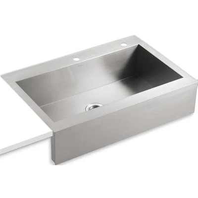 KOHLER Vault 35.75-in X 24.3125-in Single Bowl Tall (8-in Or Larger) Drop-In Apron Front/Farmhouse 2-Hole Commercial/Residential Kitchen Sink 3 KOHLER Vault 35.75-in X 24.3125-in Single Bowl Tall (8-in Or Larger) Drop-In Apron Front/Farmhouse 2-Hole Commercial/Residential Kitchen Sink