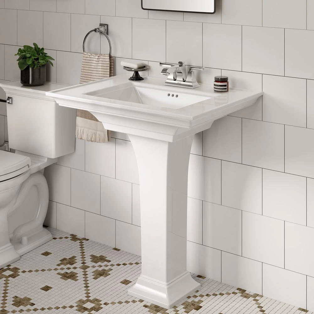 American Standard Town Square S 4 In. Faucet Hole Pedestal Sink Top Only In White 8 American Standard Town Square S 4 In. Faucet Hole Pedestal Sink Top Only In White - Image 6