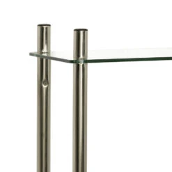 Zenna Home® Floating Glass 26"W X 60"H Brushed Nickel Over-the-Toilet Storage Shelves -Alliee Bath And Faucet Shop 8935BN alt2 1800x1800