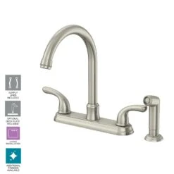 Builders 2-Handle Standard Kitchen Faucet With Sprayer In Stainless Steel -Alliee Bath And Faucet Shop 8b647828fa486a866e5e0209f9f1c87f 1800x1800