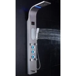 55 In. 5-Jet Shower Panel System With LED Rainfall Mist Shower Head Hand Shower Wand And Tub Spout In Brushed Nickel -Alliee Bath And Faucet Shop 8c2eac694ebd79a1d38ae14a831a5443 1800x1800