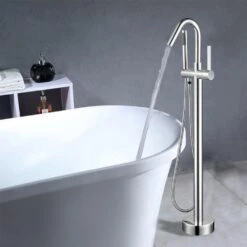 40 In. H X 11 In. W Single Handle Claw Foot Tub Faucet With Hand Shower In Polished Chrome 12 40 In. H X 11 In. W Single Handle Claw Foot Tub Faucet With Hand Shower In Polished Chrome -Alliee Bath And Faucet Shop 8ec431869e6fe38757e556469587922e 1800x1800