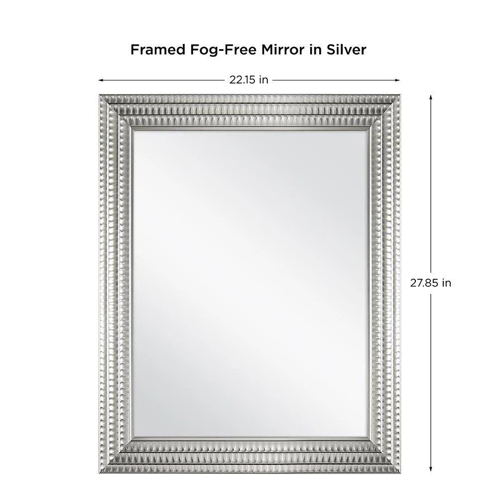 22 In. W X 27 In. H Framed Rectangular Anti-Fog Bathroom Vanity Mirror In Silver 6 22 In. W X 27 In. H Framed Rectangular Anti-Fog Bathroom Vanity Mirror In Silver - Image 4