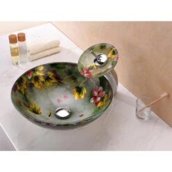 ANZZI Impasto Series Vessel Sink In Hand Painted Mural With Matching Chrome Waterfall Faucet -Alliee Bath And Faucet Shop 907b1a275be9d684e166d8e1e9b9a32e 1800x1800
