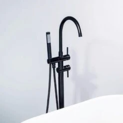 2-Handle Floor-Mount Roman Tub Faucet With Hand Shower In Matte Black -Alliee Bath And Faucet Shop 9370803581d7a297192132bc8bd4e943 1800x1800