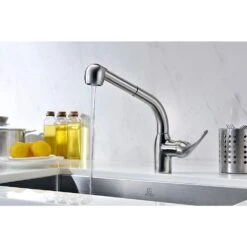 Harbour Single-Handle Pull-Out Sprayer Kitchen Faucet In Brushed Nickel -Alliee Bath And Faucet Shop 94338dfc485cfaf7f54257bfeeb9f976 1800x1800
