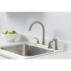 Builders 2-Handle Standard Kitchen Faucet With Sprayer In Stainless Steel -Alliee Bath And Faucet Shop 9633c78128731435b9d175c857a309c8 1800x1800