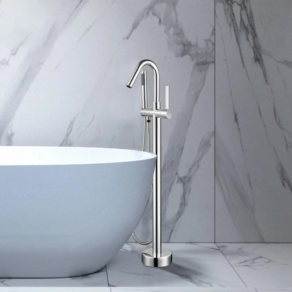 40 In. H X 11 In. W Single Handle Claw Foot Tub Faucet With Hand Shower In Polished Chrome 3 40 In. H X 11 In. W Single Handle Claw Foot Tub Faucet With Hand Shower In Polished Chrome