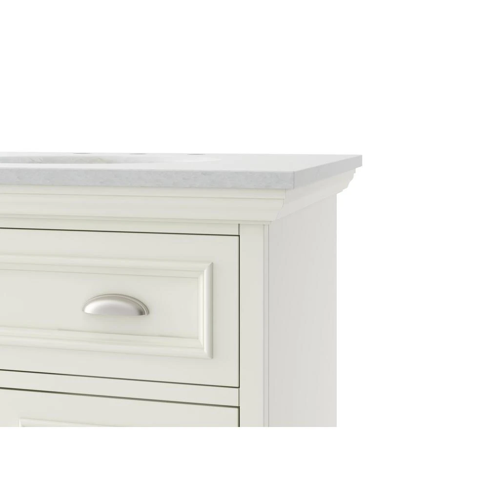 Sadie 67 In. W X 21.5 In. D Vanity In Matte Pearl With Marble Vanity Top In Natural White With White Sink 7 Sadie 67 In. W X 21.5 In. D Vanity In Matte Pearl With Marble Vanity Top In Natural White With White Sink - Image 5