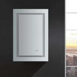 Spazio 24 In. W X 36 In. H Recessed Or Surface Mount Medicine Cabinet With LED Lighting, Mirror Defogger And Left Hinge -Alliee Bath And Faucet Shop 9cb4fc4b47f5a4c5dfe75fe4c42bb010 1800x1800