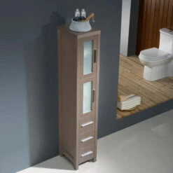 Fresca Torino 12"W X 15"D X 68-1/8"H Gray Oak Linen Cabinet -Alliee Bath And Faucet Shop FST6260GO 2 1623c902 a163 4a83 96e3 fc5ff49836cc 1800x1800