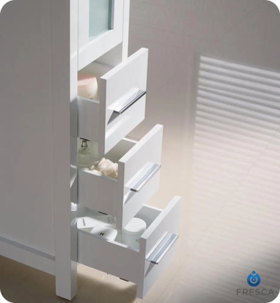 Fresca Torino 12"W X 15"D X 68-1/8"H White Linen Cabinet 8 Fresca Torino 12"W X 15"D X 68-1/8"H White Linen Cabinet - Image 6