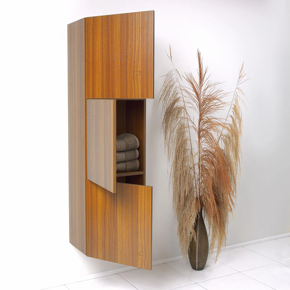 Fresca 18"W X 12"D X 59"H Teak Linen Cabinet 5 Fresca 18"W X 12"D X 59"H Teak Linen Cabinet - Image 3