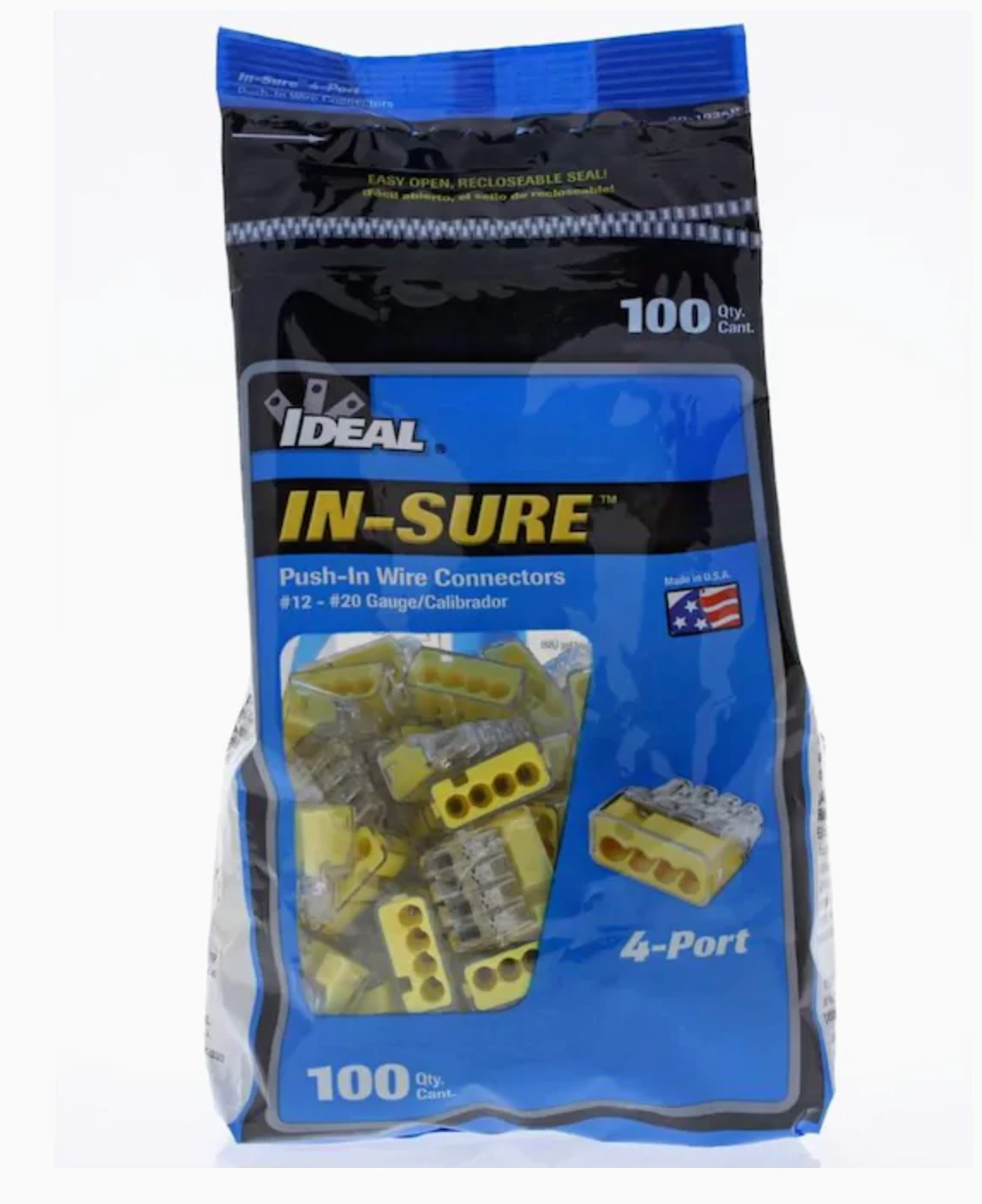 IDEAL In-Sure 100-Pack Yellow Push-In Wire Connectors 5 IDEAL In-Sure 100-Pack Yellow Push-In Wire Connectors - Image 3