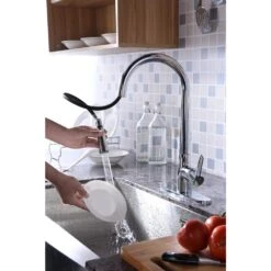 Orbital Single-Handle Pull-Down Sprayer Kitchen Faucet In Polished Chrome -Alliee Bath And Faucet Shop a0a480cbe78e5b125f93b880827dd90b 1800x1800