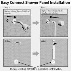 39 In. 2-Jet Easy Connect Shower Panel System In Stainless Steel With Rainfall Waterfall Shower Head And Handheld Shower -Alliee Bath And Faucet Shop a12e32e9efea214b2bee29470036c6ed 1800x1800