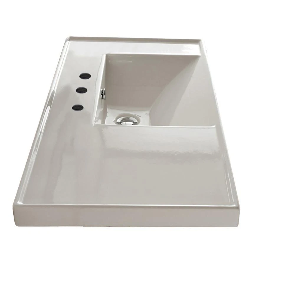 Nameeks ML Wall Mounted Vessel Bathroom Sink In White With 3 Faucet Holes 3 Nameeks ML Wall Mounted Vessel Bathroom Sink In White With 3 Faucet Holes