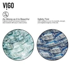 VIGO Oceania Handmade Glass Round Vessel Bathroom Sink In Patterned Teal -Alliee Bath And Faucet Shop a515c0746e0448ba08a8133163656d91 1800x1800
