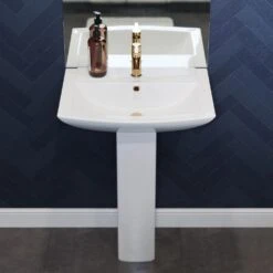 Swiss Madison Sublime Pedestal Bathroom Vessel Sink Round Single Faucet Hole In White -Alliee Bath And Faucet Shop aee9f9566faf140fceaf555ae3afa58e 1800x1800