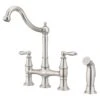 Courant Two Handle Bridge Kitchen Faucet With Side Spray In Stainless Steel -Alliee Bath And Faucet Shop b4f74b19e78b0f405cf9765035377254 1800x1800
