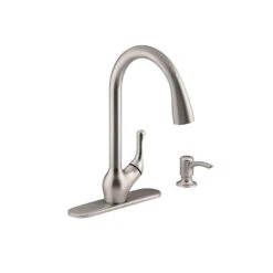 Barossa Single-Handle Pull-Down Sprayer Kitchen Faucet With Soap/Lotion Dispenser In Vibrant Stainless
