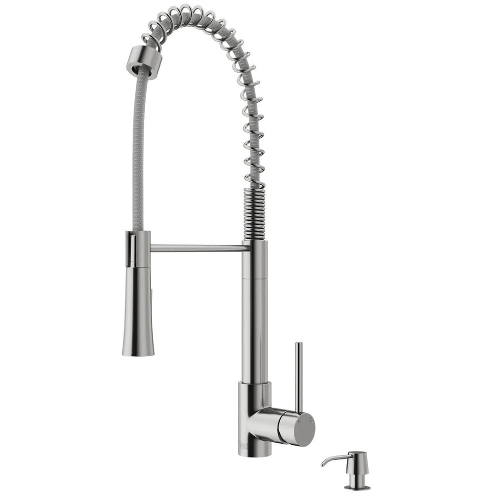 Laurelton Single-Handle Pull-Down Sprayer Kitchen Faucet With Soap Dispenser In Stainless Steel 3 Laurelton Single-Handle Pull-Down Sprayer Kitchen Faucet With Soap Dispenser In Stainless Steel