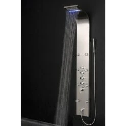 63 In. 8-Jet Shower Panel System In Stainless Steel With Rainfall Waterfall LED Shower Head And Hand Shower Wand 15 63 In. 8-Jet Shower Panel System In Stainless Steel With Rainfall Waterfall LED Shower Head And Hand Shower Wand -Alliee Bath And Faucet Shop b8748372e656c0398382428654e41609 1800x1800
