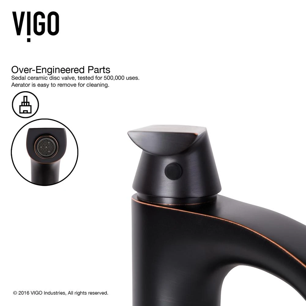 VIGO Glass Vessel Bathroom Sink In Amber Sunset And Linus Faucet Set In Antique Rubbed Bronze 13 VIGO Glass Vessel Bathroom Sink In Amber Sunset And Linus Faucet Set In Antique Rubbed Bronze - Image 11