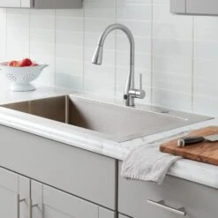 Nottely Touchless Single-Handle Pull-Down Kitchen Faucet With TurboSpray And FastMount In Stainless Steel -Alliee Bath And Faucet Shop bb2e78459d4fa4e6082c055239aac41a 1800x1800