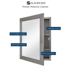 20 In. X 26 In. Recessed Or Surface Mount Framed Medicine Cabinet In Pewter -Alliee Bath And Faucet Shop bdf4d8b59e22b93d23e51c04ab264eb5 1800x1800